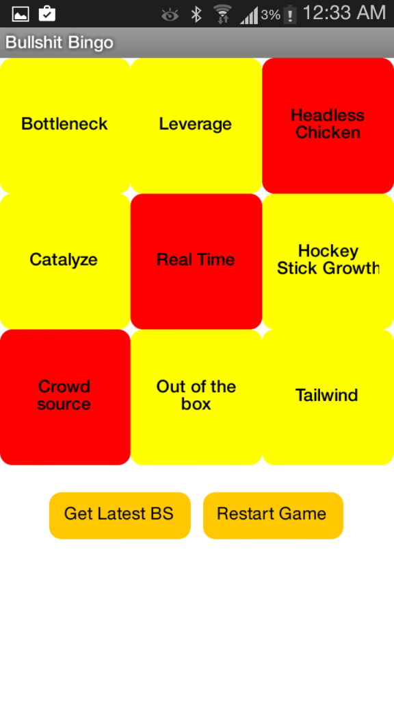 Bullshit bingo grid