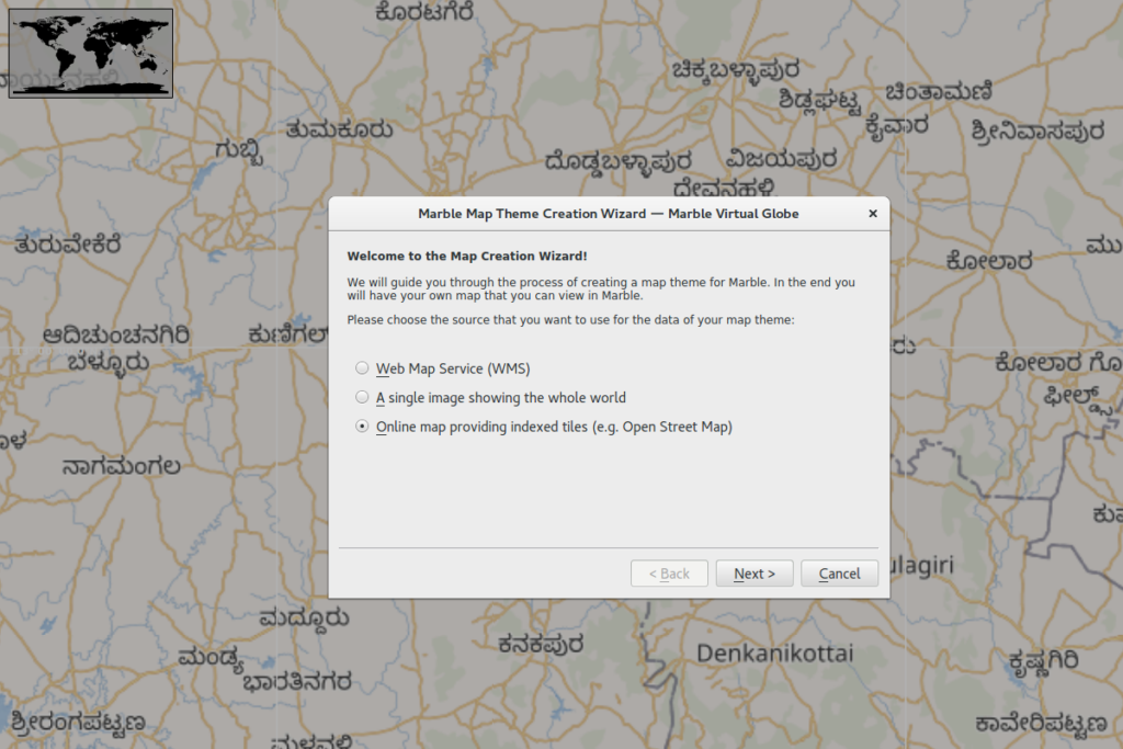 Select the map type. OSM tile maps in this case.