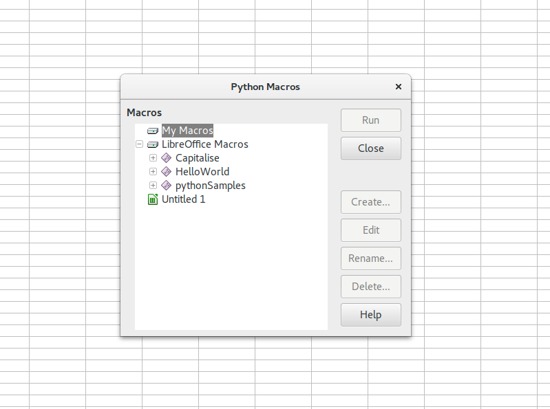 Screenshot of Python Run Macro 