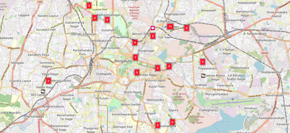 Map of currently mapped cameras of Bangalore