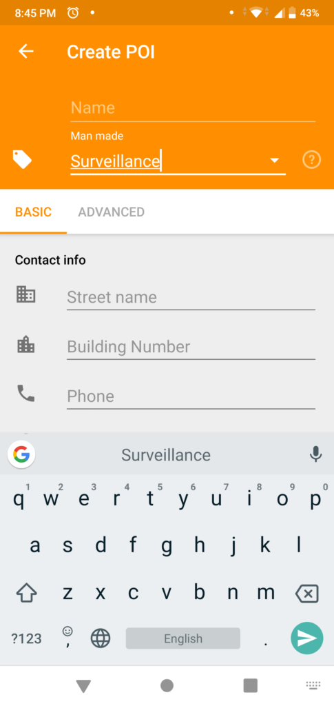 Type Surveillance in tag. It's a filterable drop down, so you can select the option after typing couple of letters.