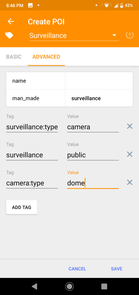 Go to advanced and add other tags and values.