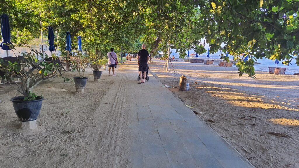 Beach walking path for both people and bicycles